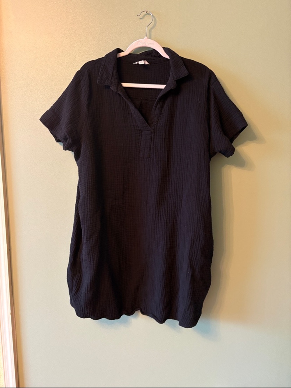 Casual Short Sleeve Black Guaze Dress